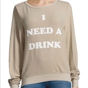 Wildfox “I need a drink” pink sweater